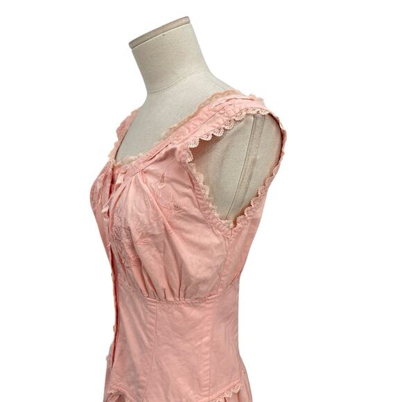 Vintage Star Of India Jumpsuit Embroidered Floral Lace Peachy Pink Size Small - Picture 12 of 16